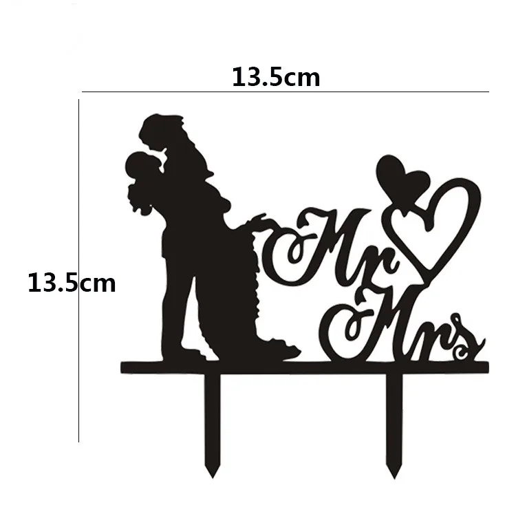 Love Hearts Mr & Mrs Acrylic Bride Groom Cake Flag Toppers Multi Colors For Wedding Anniversary Party Cake Decor Hot Sale