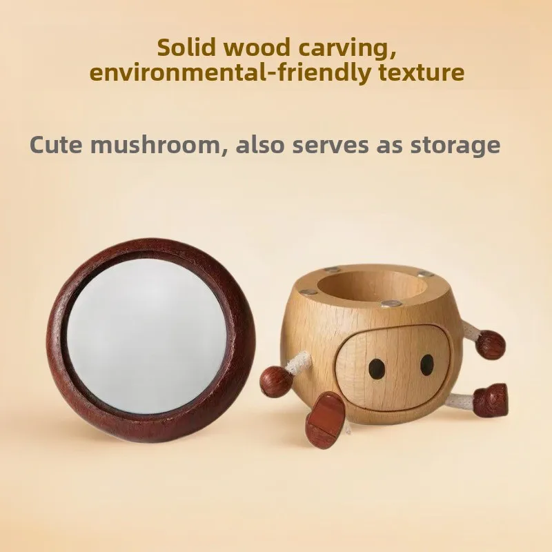 Creative Mushroom Man Ornament Solid Wood Cute Healing Desktop Storage Box Living Room Home Decoration Gifts