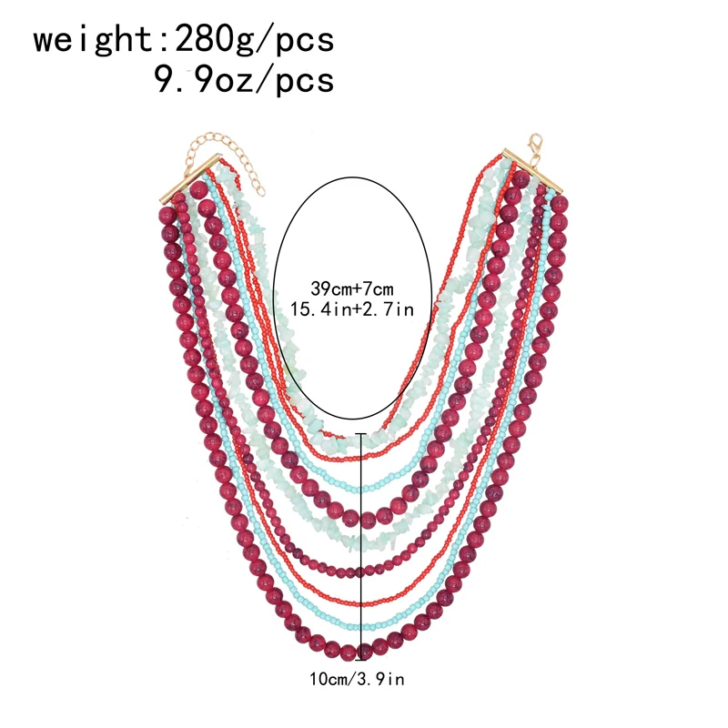 Multilayer Beads Women Necklace Acrylic Bohemian Ethnic Party Wedding Charms Necklace African Statement Necklace Feminina