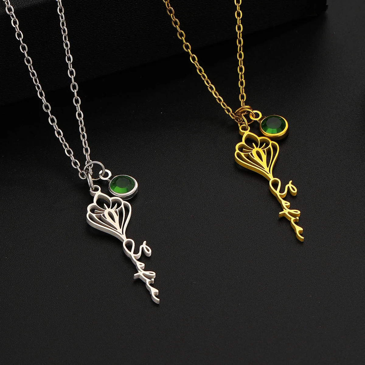 

Todorova из нержавеющей стали на заказ, ожерелье с именем и цветком, кулон, персонализированные украшения для женщин, подарочная цепочка на ключицу