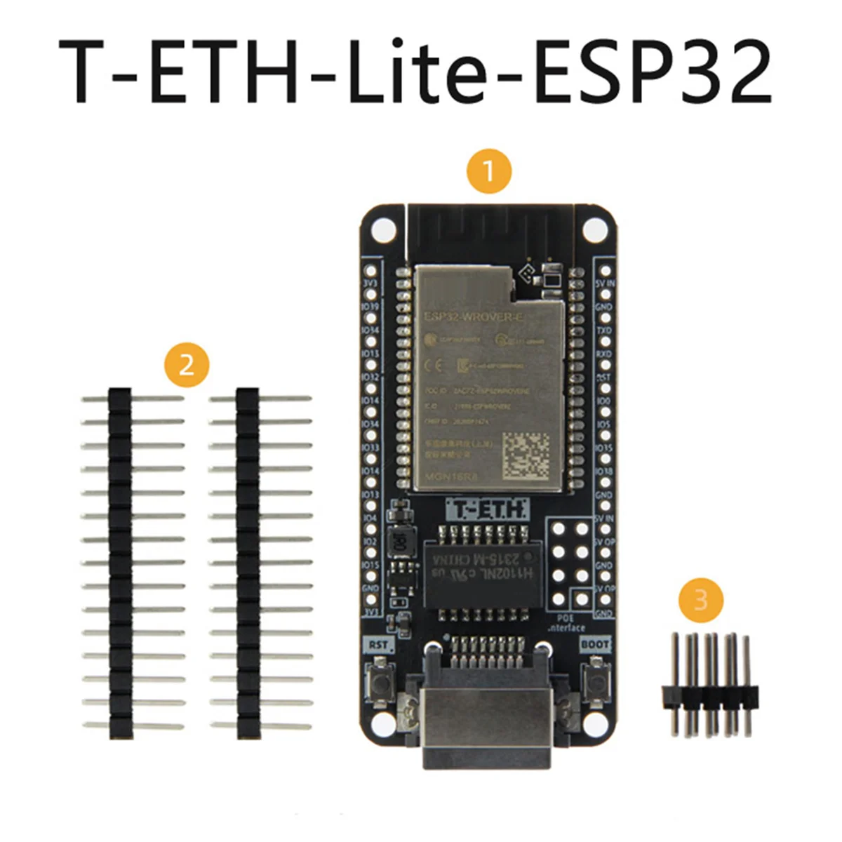 AT87-T-ETH-Lite Development Board ESP32-WOVER-E Ethernet Module Support TF Expandable Power POE Shield H673