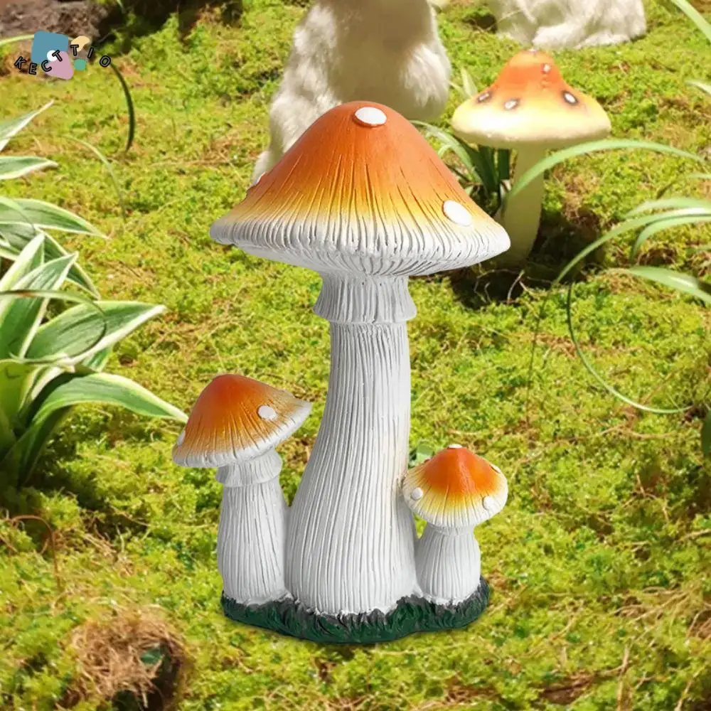 

Resin Simulated Mushroom Statue Creative Eco-friendly Mushroom Figurine Artificial Exquisite Garden Miniature Sculptures Lawn