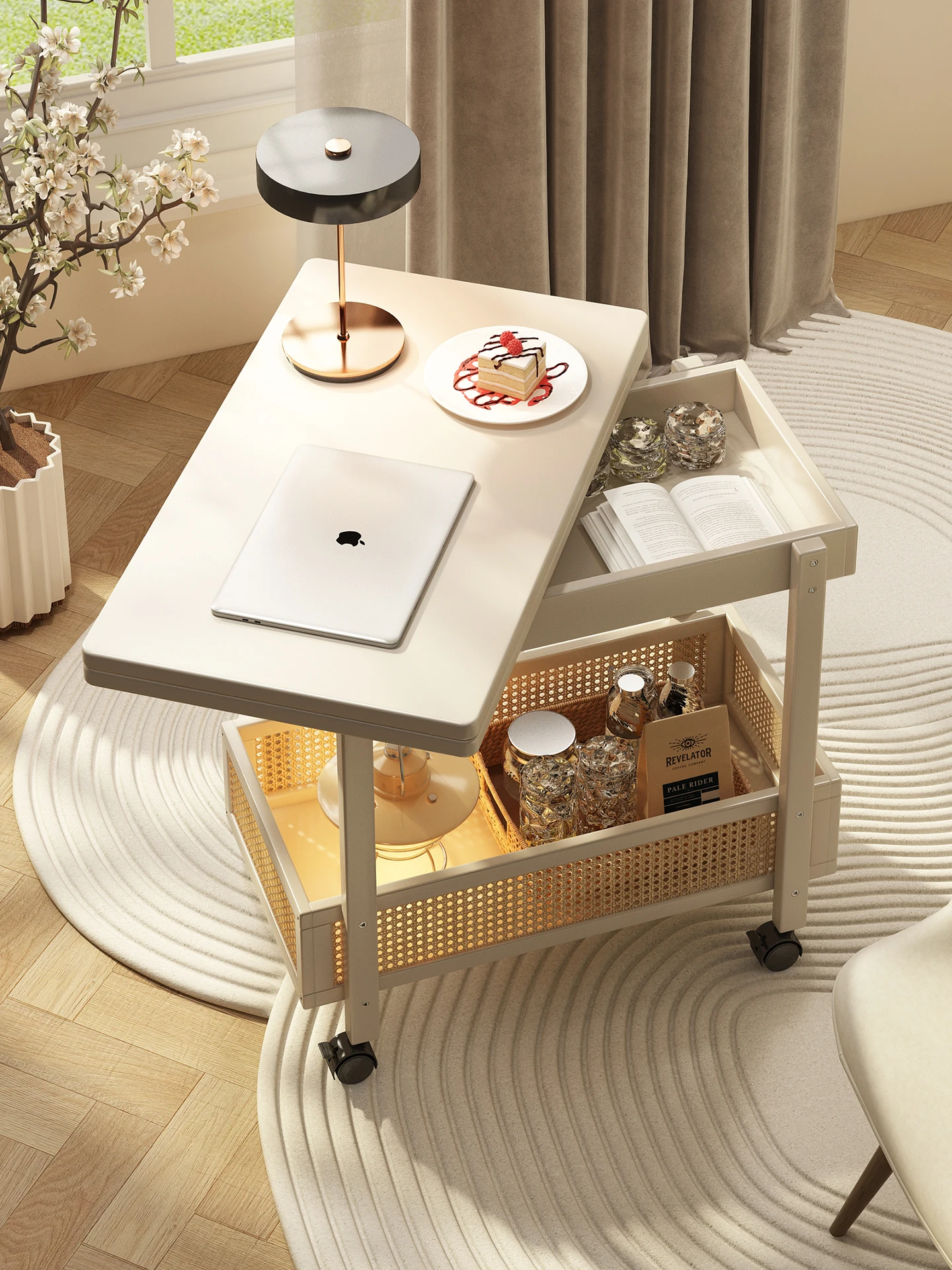 

Mobile side few floor storage integrated trolley