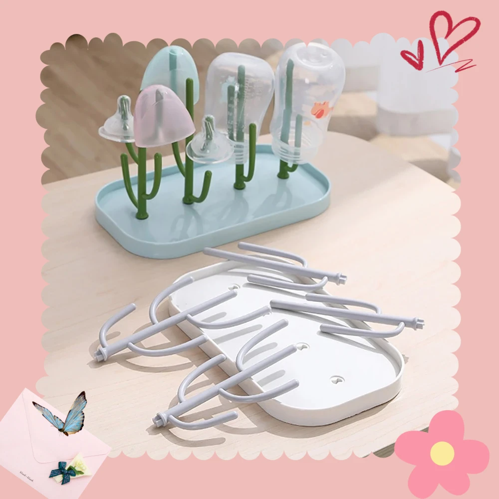 2025 Baby Bottle Drying Racks Pink Beige Feeding Cup Holder Removable Storage Support Drain Rack Bottle Cleaning Drying Machine