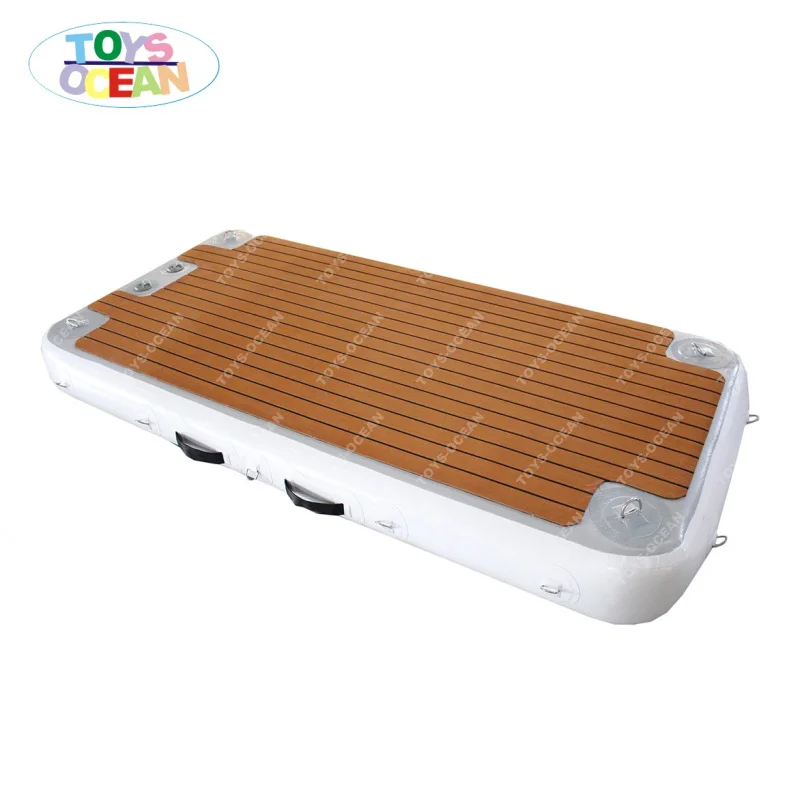 2x1x0.2m  Teak Drop Stitch Sunbathing Yoga Water Pontoon Platform Inflatable Yacht Island Floating Dock