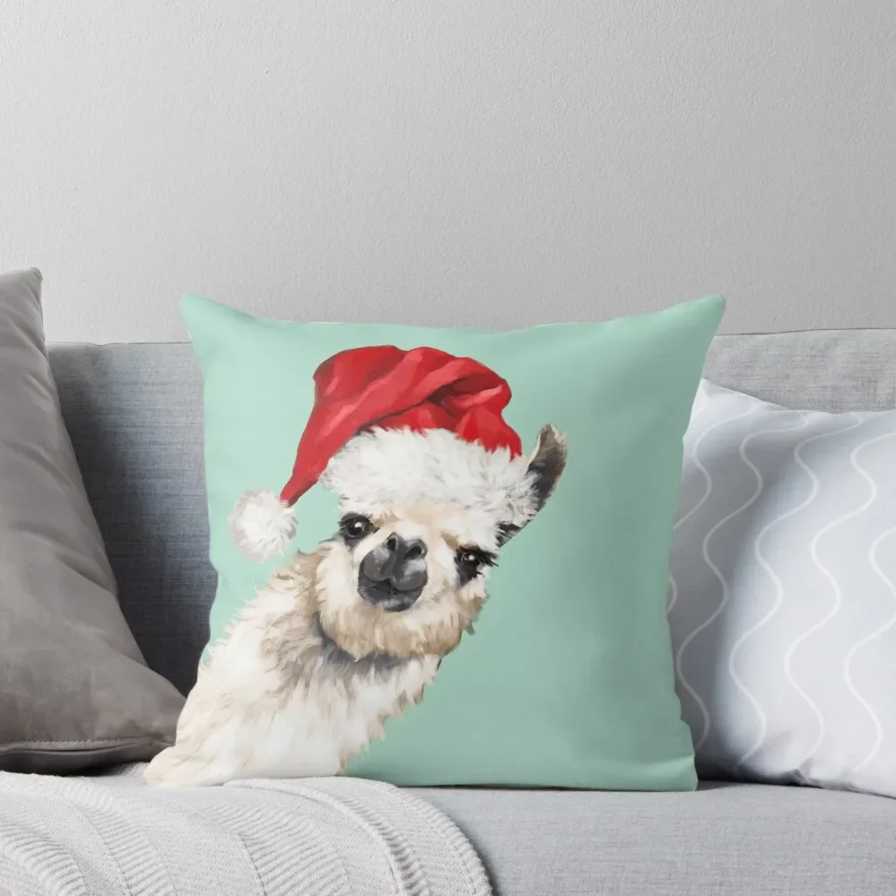 Christmas Sneaky Llama in Green Throw Pillow Elastic Cover For Sofa Cushions Cushions Cover Decorative Pillow Covers For Sofa