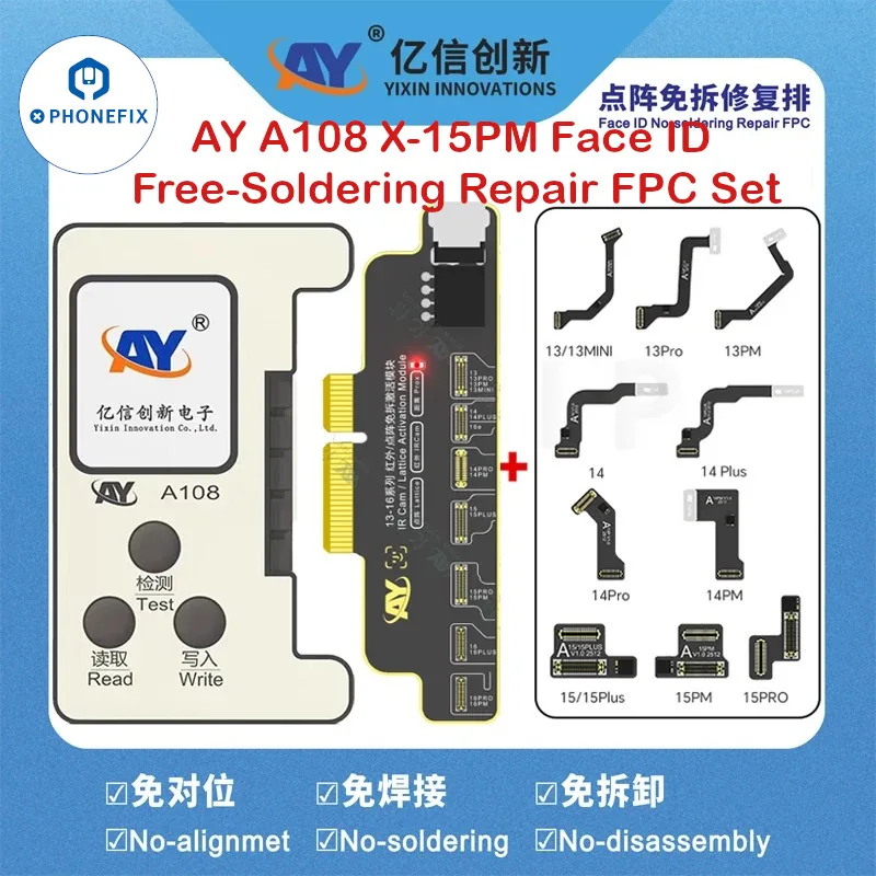 AY A108 Multi-function Repair Programmer For iPhone X-15 Pro Max Face ID True Tone Auto Brightness Fix Battery Data Modify Tools