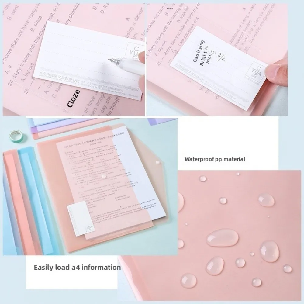 

10 шт. многоразовая прозрачная пластиковая сумка для файлов формата А4, водонепроницаемая сумка для хранения данных с кнопкой, многофункциональная сумка для хранения документов