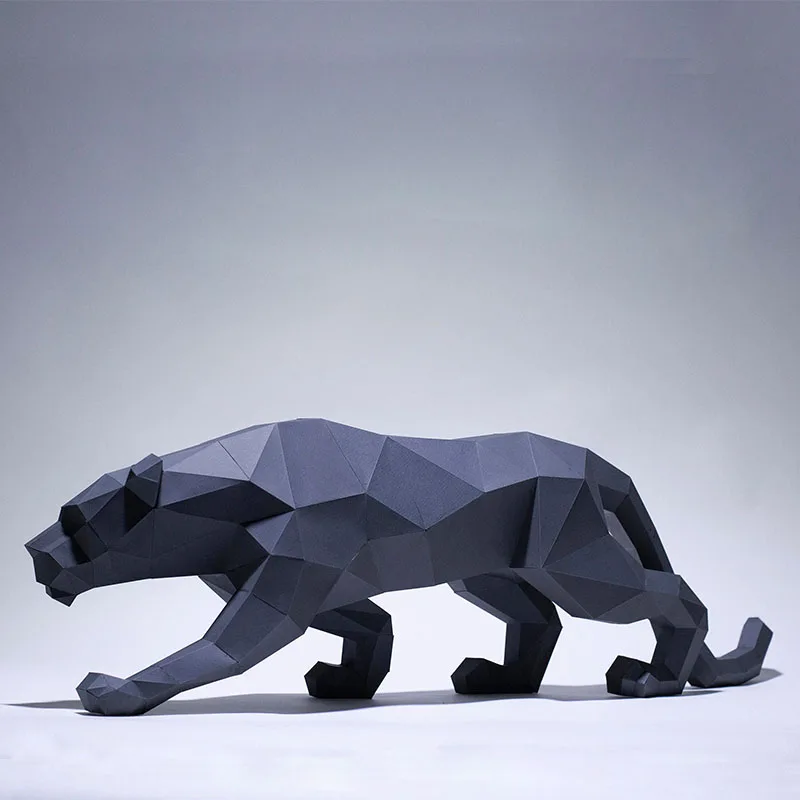 Black Panther Paper Model Home Room Ornaments DIY Origami 3D Geometric Papercraft Hallway Decor Sculpture Props Handmade Puzzles