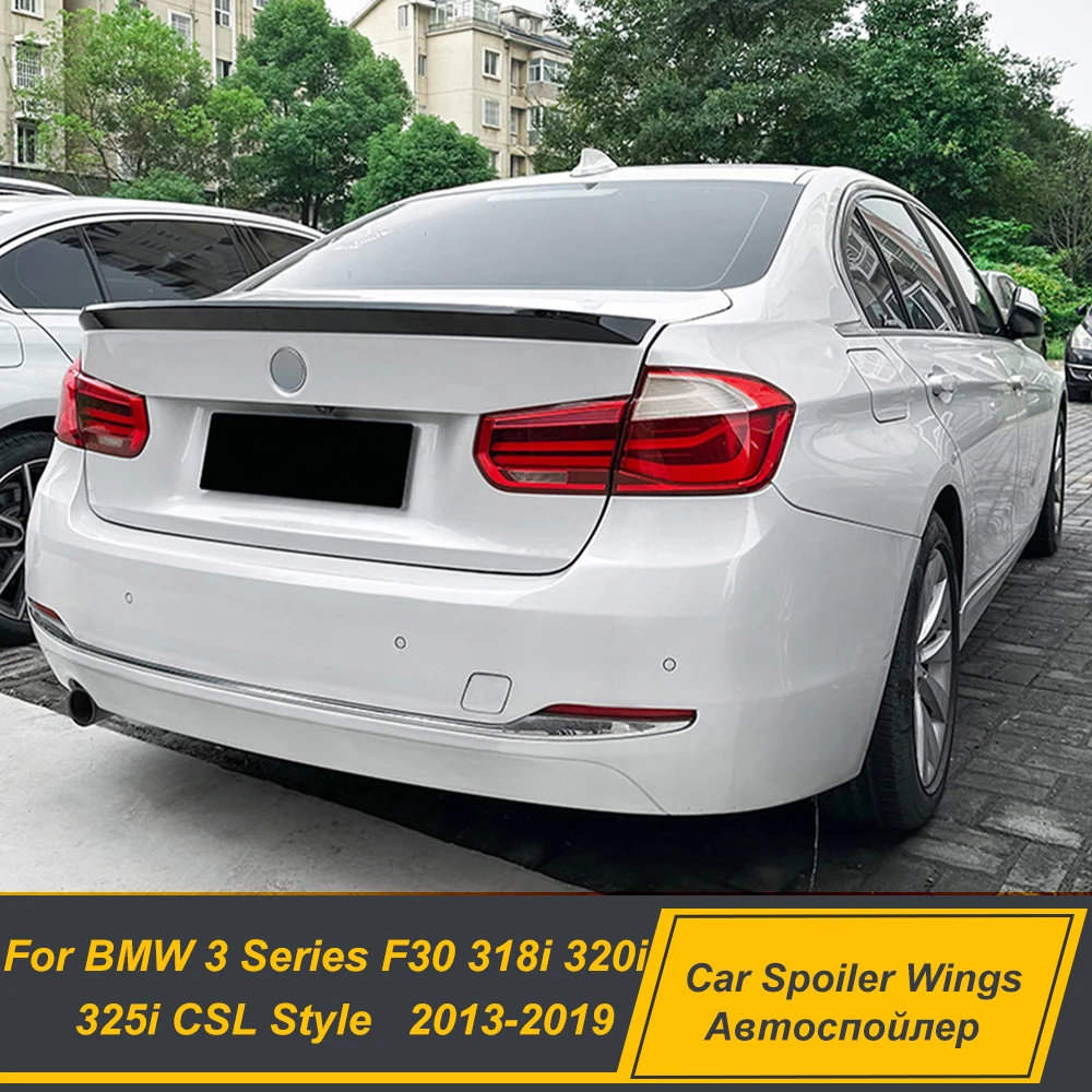 For BMW 3 Series F30 318i 320i 325i 2013-2019 CSL Style Rear Trunk Lid Spoiler Wings ABS Black Carbon Exterior Accessories Parts