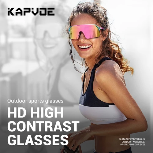 Imagen 2 del producto Gafas de ciclismo KAPVOE, gafas de sol para deportes al aire libre, gafas para correr, gafas de sol para ciclismo de montaña para hombre, gafas para bicicleta de carretera para mujer