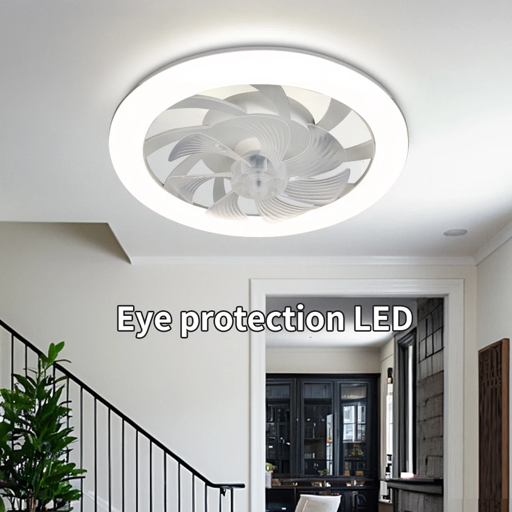 

Low Floor LED Ceiling Fan Ceiling Light with Lighting, Low Noise, Remote Dimming Pendant Light, Bedroom Lighting Ceiling Light