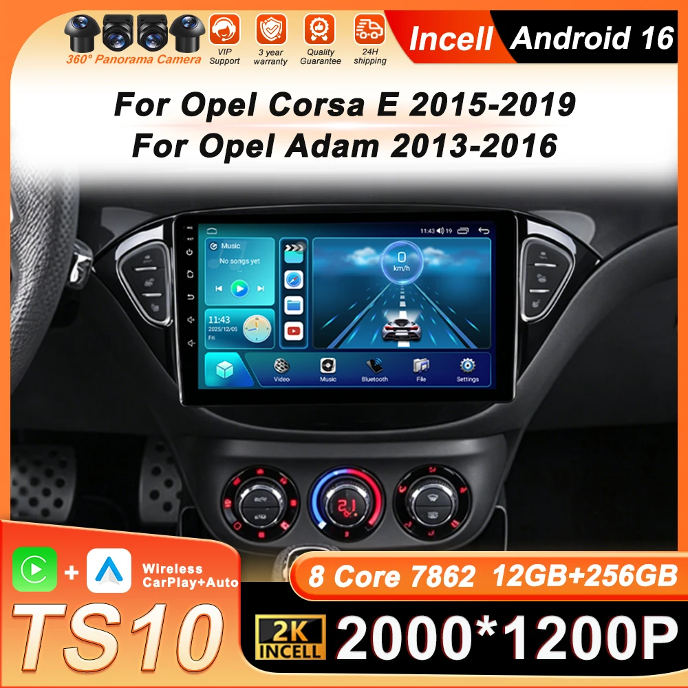 

Автомобильный видеоплеер Android 16 для Opel Corsa E 2015-2019, для Opel Adam 2013-2016, Carplay, Auto Stereo, GPS-навигация, 8-ядерный процессор, BT, DSP