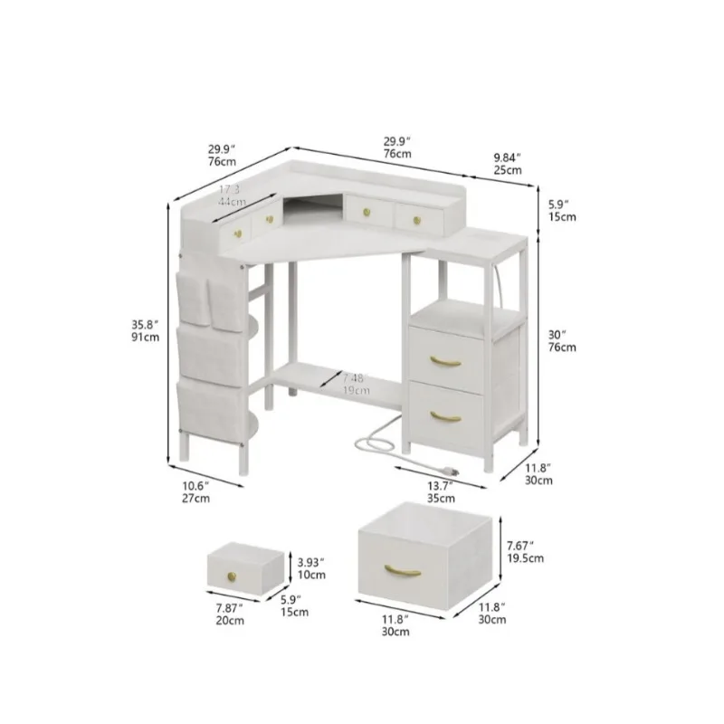 Cross-border triangular computer table can be placed in the host household makeup table with 4 small pumps and 2 large side hang