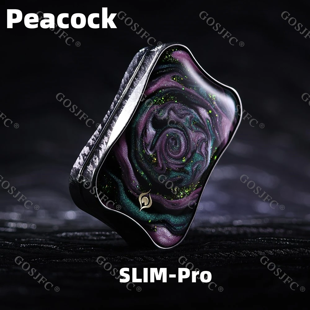 Peacock Aura Sand Slim Pro Unlimited Pushing Slider Fidget Slider Stainless Steel Titanium Zirconium Stress Relief Toy For Adult