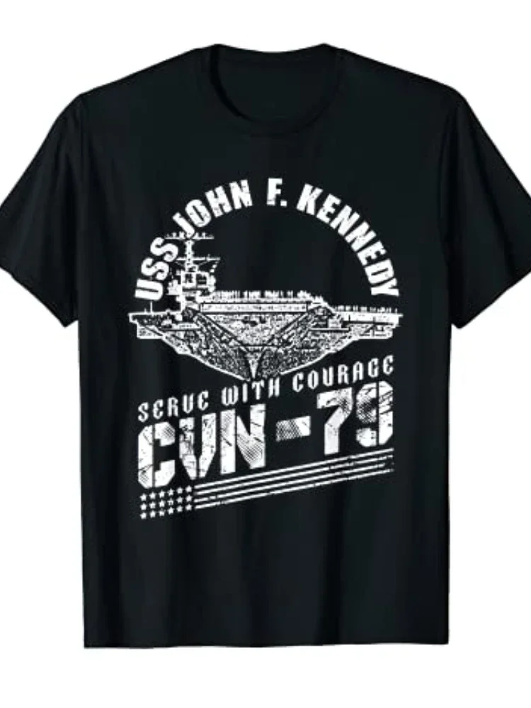 يو اس اس اس جون إف كينيدي CVN-79 حاملة الطائرات تي شيرت 100% القطن س الرقبة قصيرة الأكمام الصيف عادية قميص رجالي الشارع الشهير #5