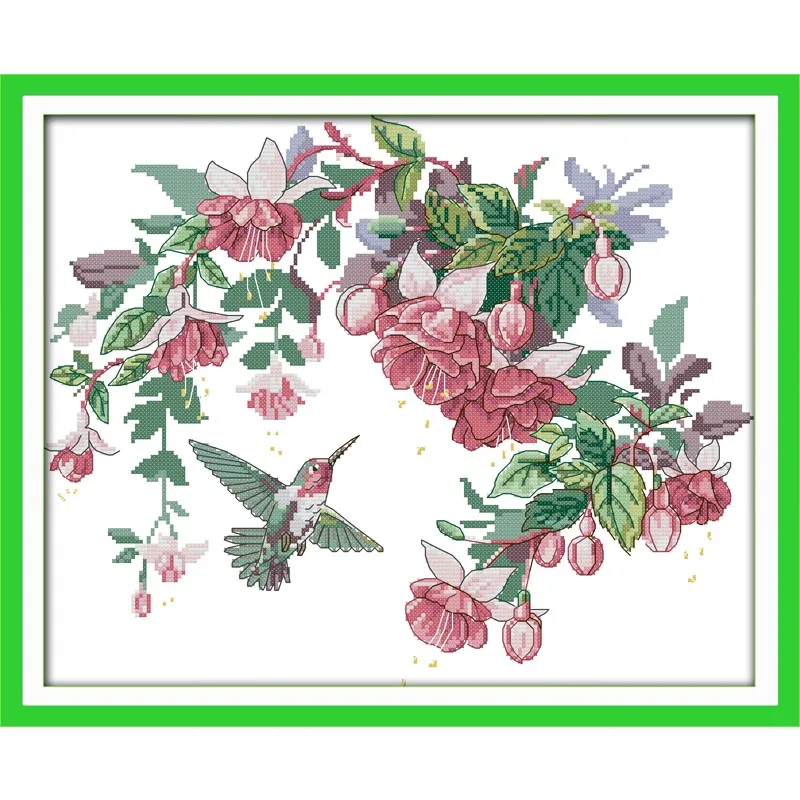 

Joy Sunday New Stamped Cross Stitch Ki,11CT/14CT/16CTDIY Easy Pattern Aida Fabric Embroidery Set-Hummingbirds (2)