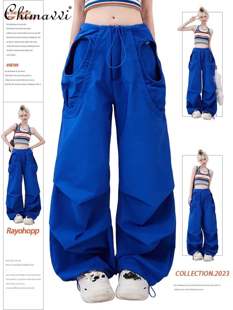 

Fashionable Cargo Pants Women's 2024 Summer Clothes American Retro Large Pocket Design Loose Straight Trousers Streetwear Pants