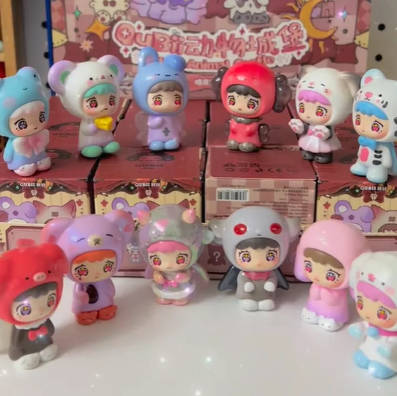 QUBII แอนิมอล แคสเซิล เดย์ ไนท์ ซีรีส์ กล่องสุ่มฟิกเกอร์น่ารัก ขนาดเล็ก ของสะสม กล่องสุดท้าย ของเล่นสุดฮิต