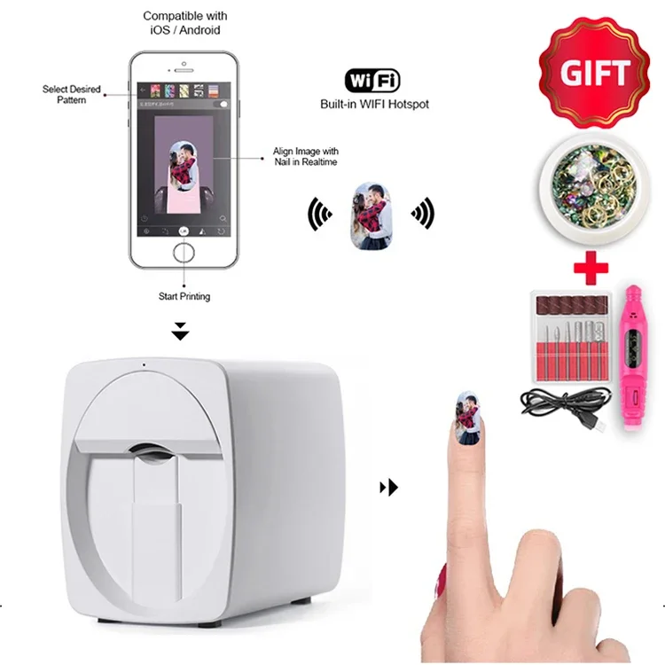 Mini Intelligent Digital Electric Nail Design manicure Sticker 3d Color Printer Ink Nail Printing Machine Printer