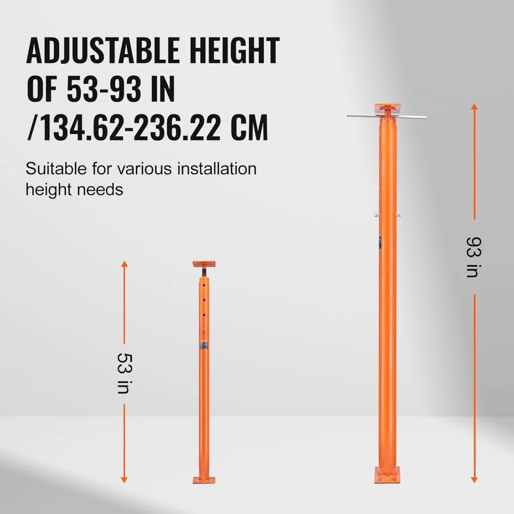 رافعة أرضية قابلة للتعديل شديدة التحمل، سعة 18000 رطلاً، نطاق ارتفاع 53-93 بوصة، عملية خالية من الأدوات لدعم البناء