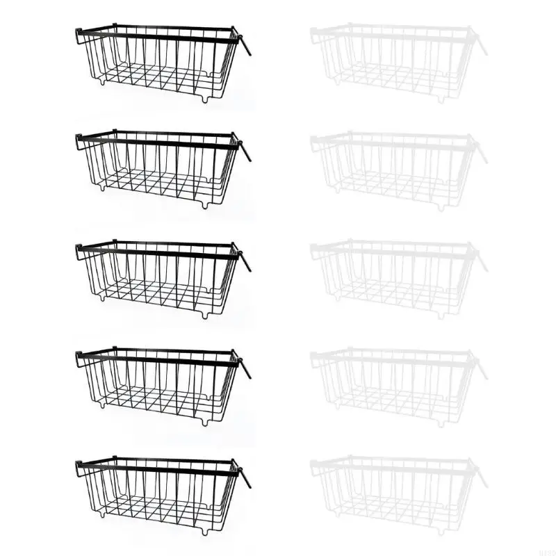 

918D Pack of 5 Efficient Freezer Storage System Freezer Storage Baskets with Handle Metal Freezer Bins