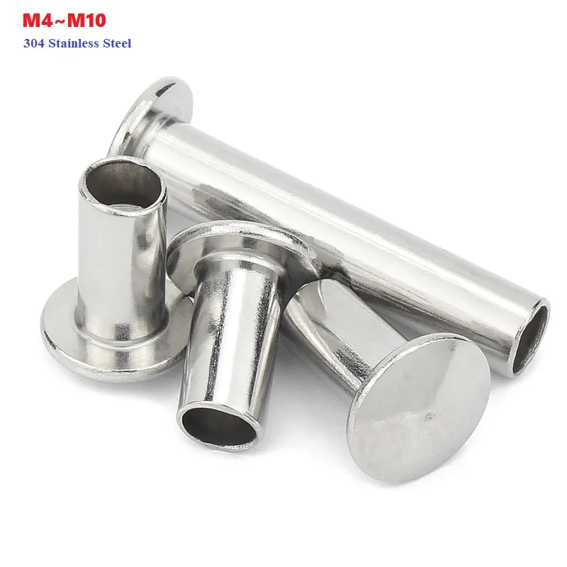 GB873 M4 M4.5 M5 M6 M8 M10 304 Stainless Steel Round Flat Truss Head Half Semi Hollow Shank Rivet Screw Dia=4mm-10mm