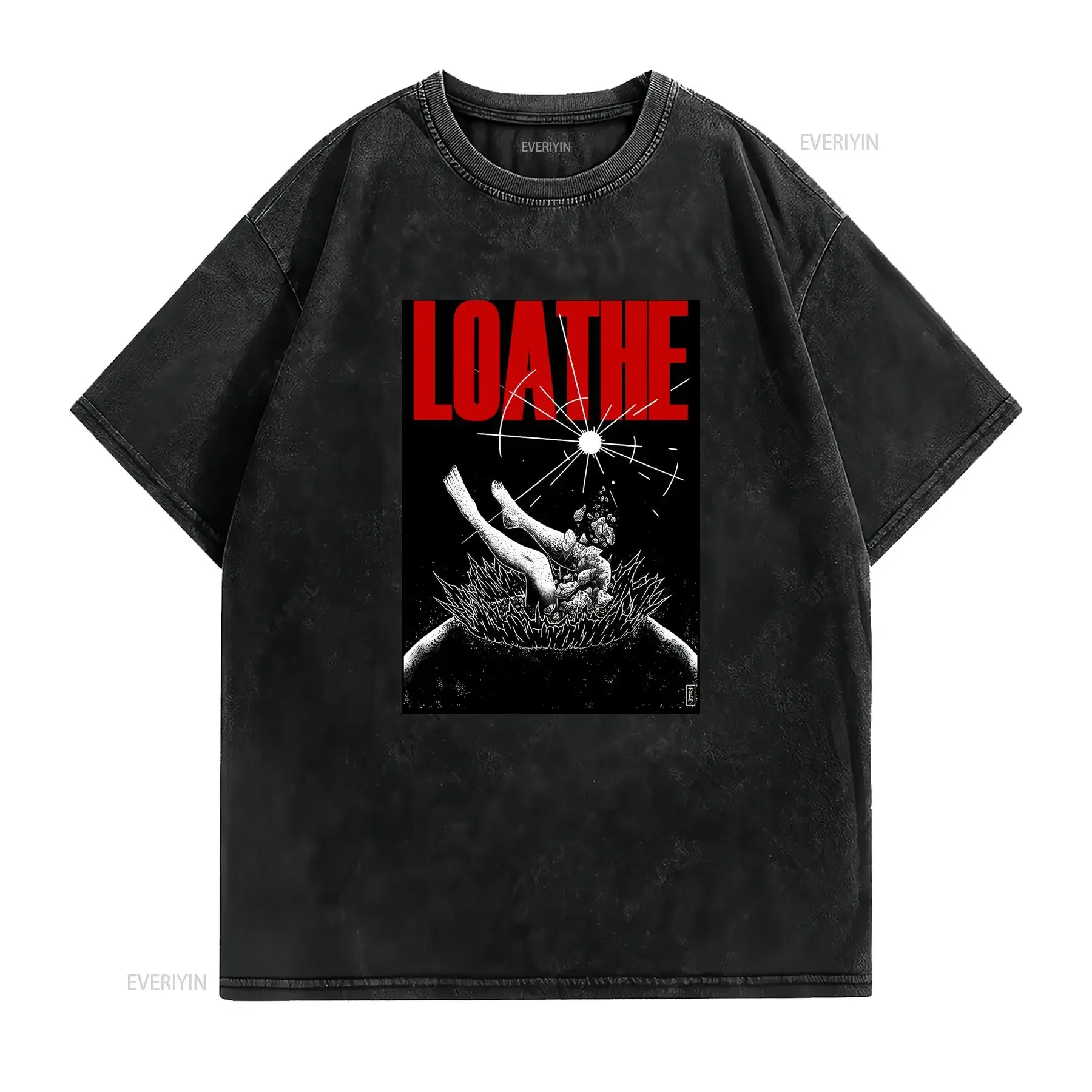 Loathes Band T Shirt for Fan OM488 vintage Washed Top For Everyday Wear Stylish homme Casual Stretched fashion designer clothes view 2