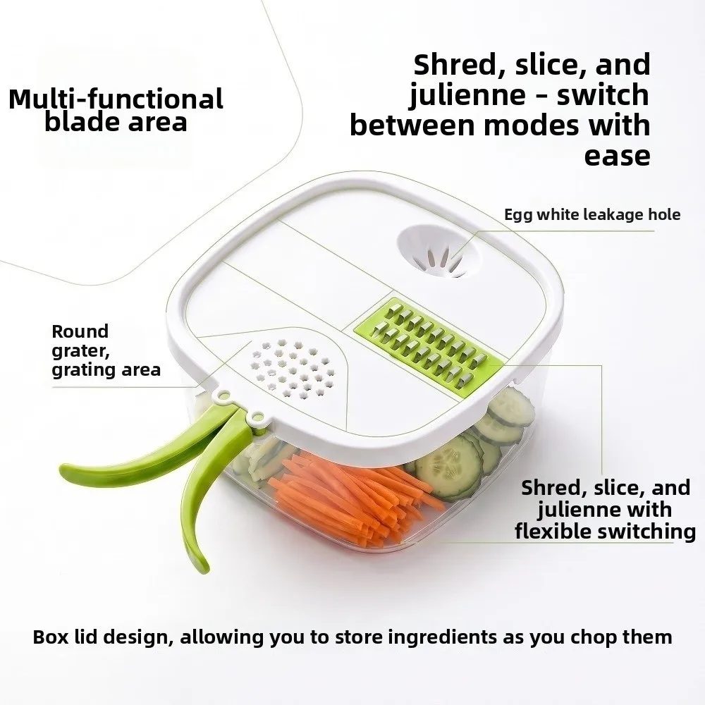 Multi-Functional Vegetable Chopper Large Capacity With Drainage Function Veggie Cutter Time-saving Double Handle