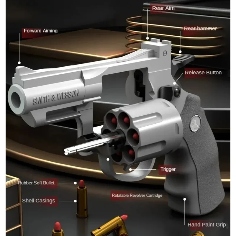 Rewolwer mechaniczny automatyczny wyrzutnia pistolet ciągłego strzelania miękkie rzutki Bullet pistolet zabawkowy broń zewnętrzna dla dzieci