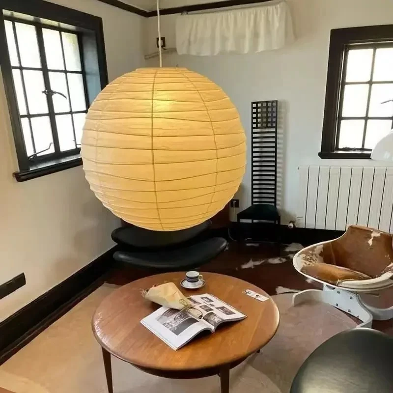 

Japanese Art Rice Paper Chandelier LED Ceiling Pendant Lamp Wabi Sabi Style for Dining Room Kitchen Island Bar Home Decor