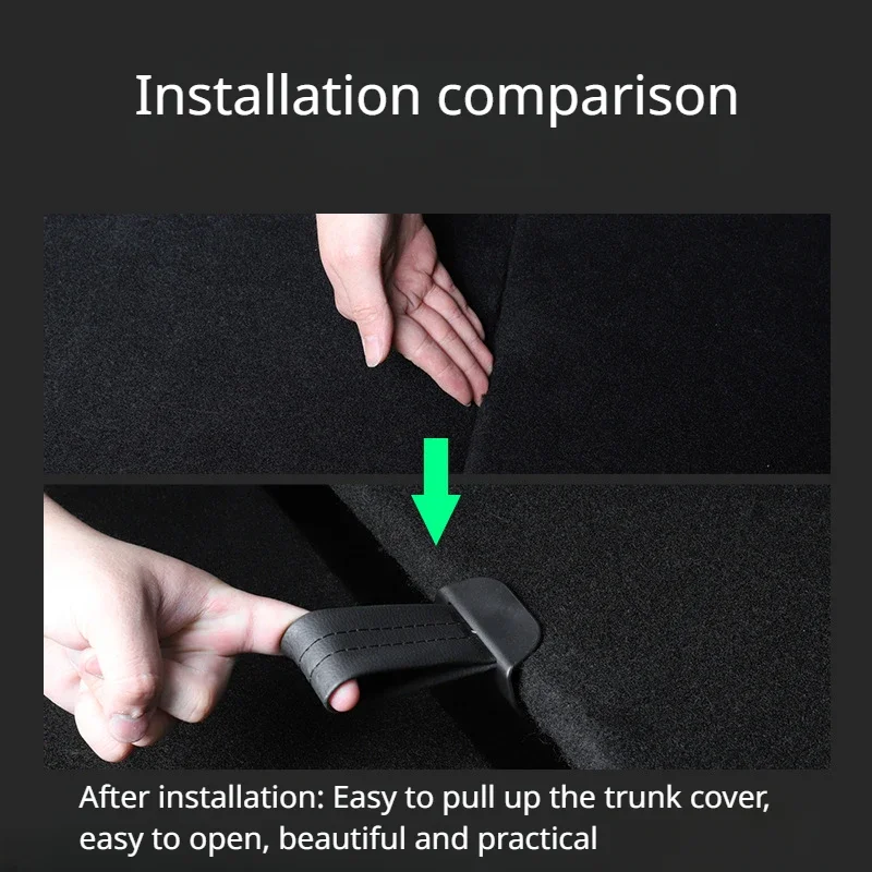 For Tesla Model Y Trunk Pull Rope Car Rear Trunk Inner Cover Handle Boot Plate Handle Straps Tidying Organizer Car Accessories