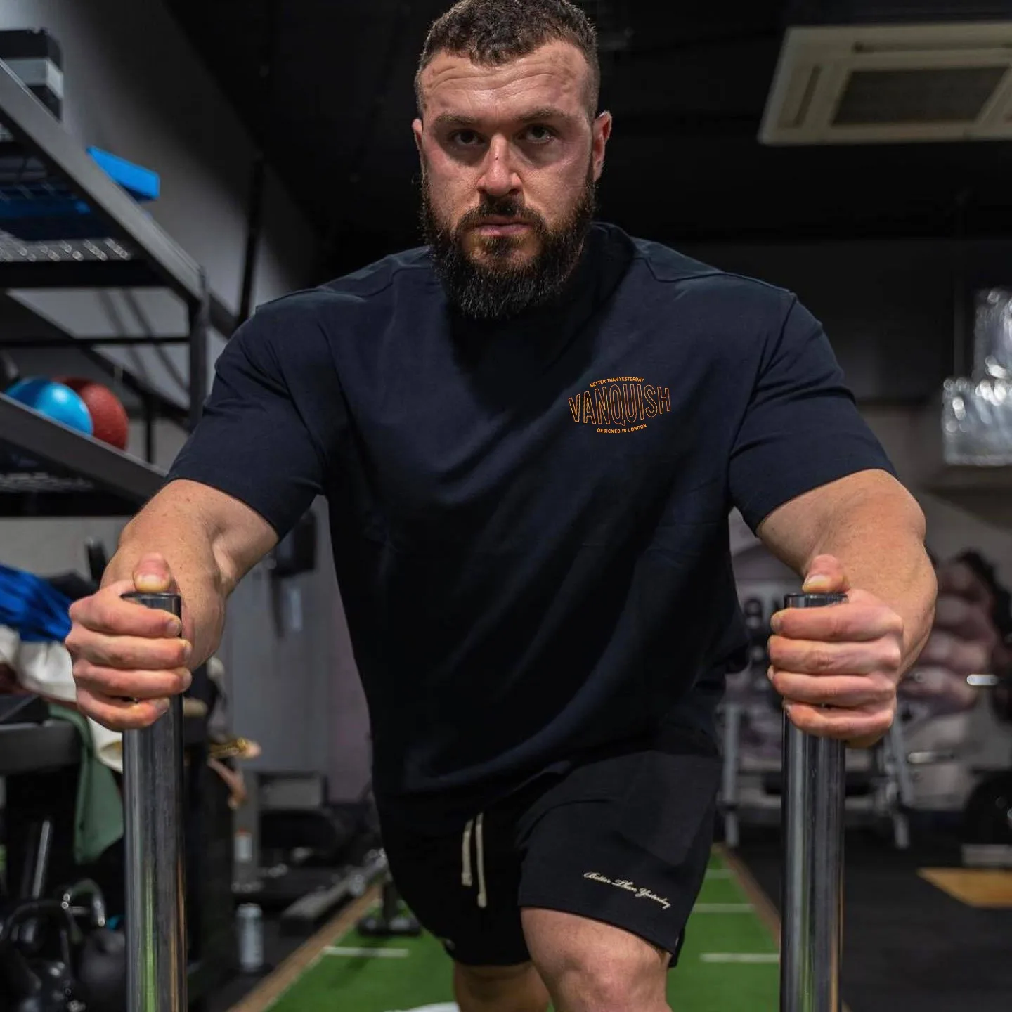 

Spring and summer new black muscle fitness brother sports men's T-shirt round neck loose fashion running short sleeves