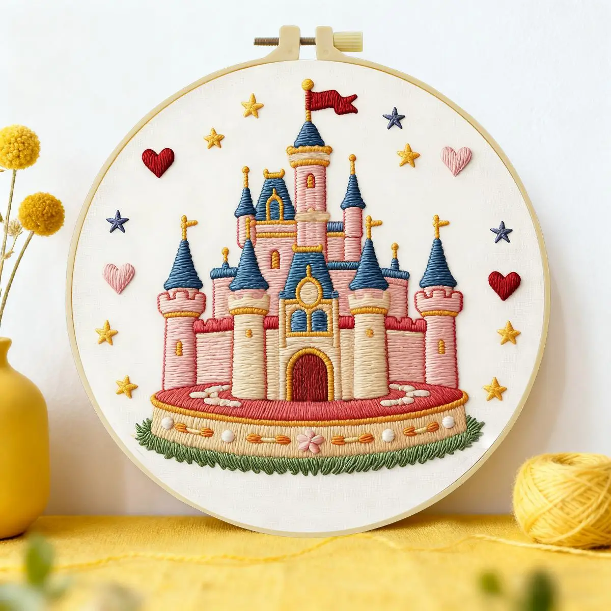 1 Stück 20X20CM/15X15CM 7,87/6,3 Zoll Schloss-Stickerei-Starter-Kit DIY-Kit DIY-Stickerei-Set Handarbeiten Malerei – Detail 1