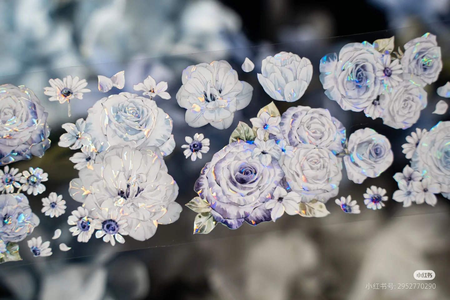 

5M Listening to the rain by the stream, shell light PET washi Tape collage blue flower