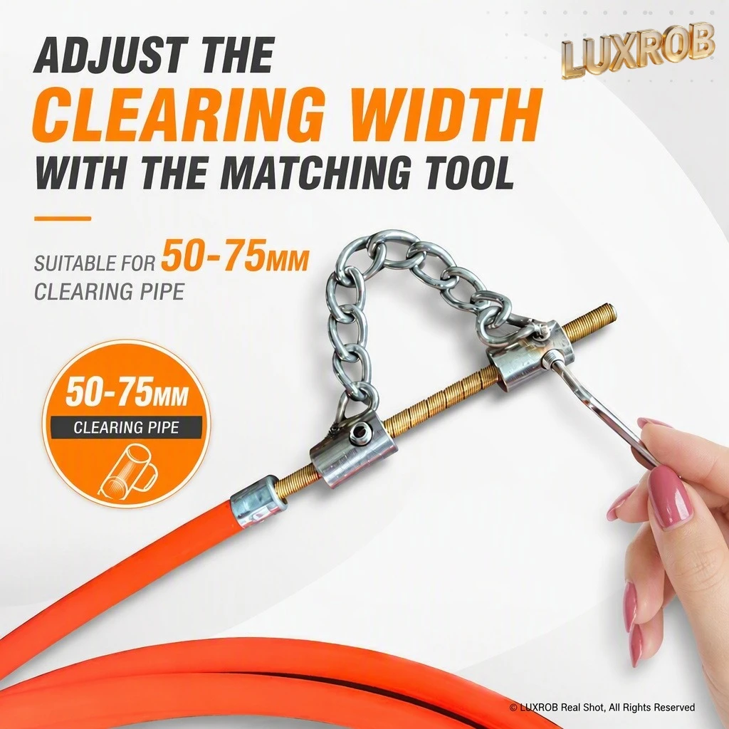 Flexible Drain Cleaner Cable for Electric Drill,50‑75mm Pipe Dredging Tool,Multi‑Strand Steel Plumbing Sewer Auger with Gloves