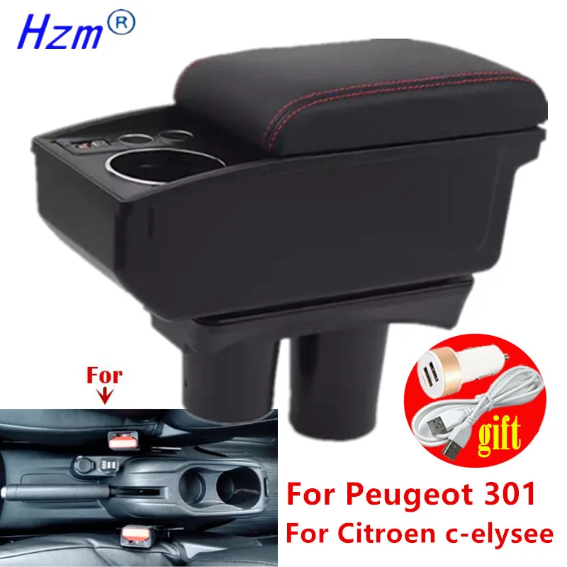 Für Peugeot 301 Armlehne Box Für Peugeot 301 Citroen c-elysee Auto Armlehne 2014 2015 2016 doppel-laye Lagerung box Auto Zubehör