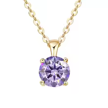 Classic Yellow Gold Cubic Zirconia Pendant 18K Silver Plated - Gold Light Purple