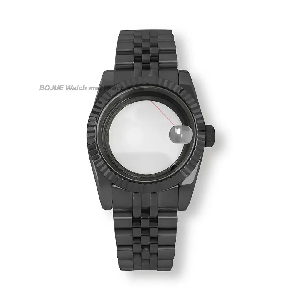 

36mm 39mm Sapphire Crystal Glass PVD Black Watch Case Strap Watchbands Bracelets For MOD Datejust NH35 NH36 Movement 28.5mm Dial