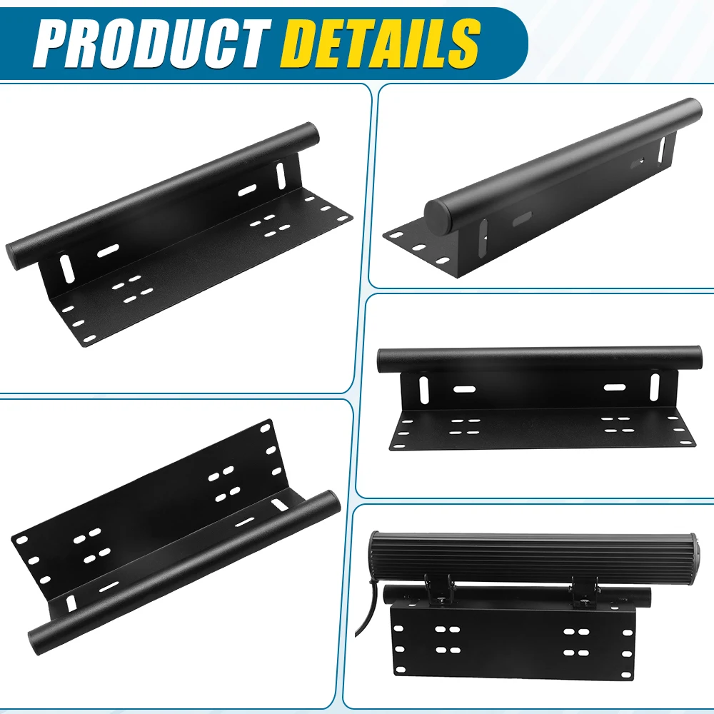Universal Vehicle Bumper Mount Kit, 1PC License Plate Bracket with LED Work Light Bar Holder for Truck Offroad ATV SUV