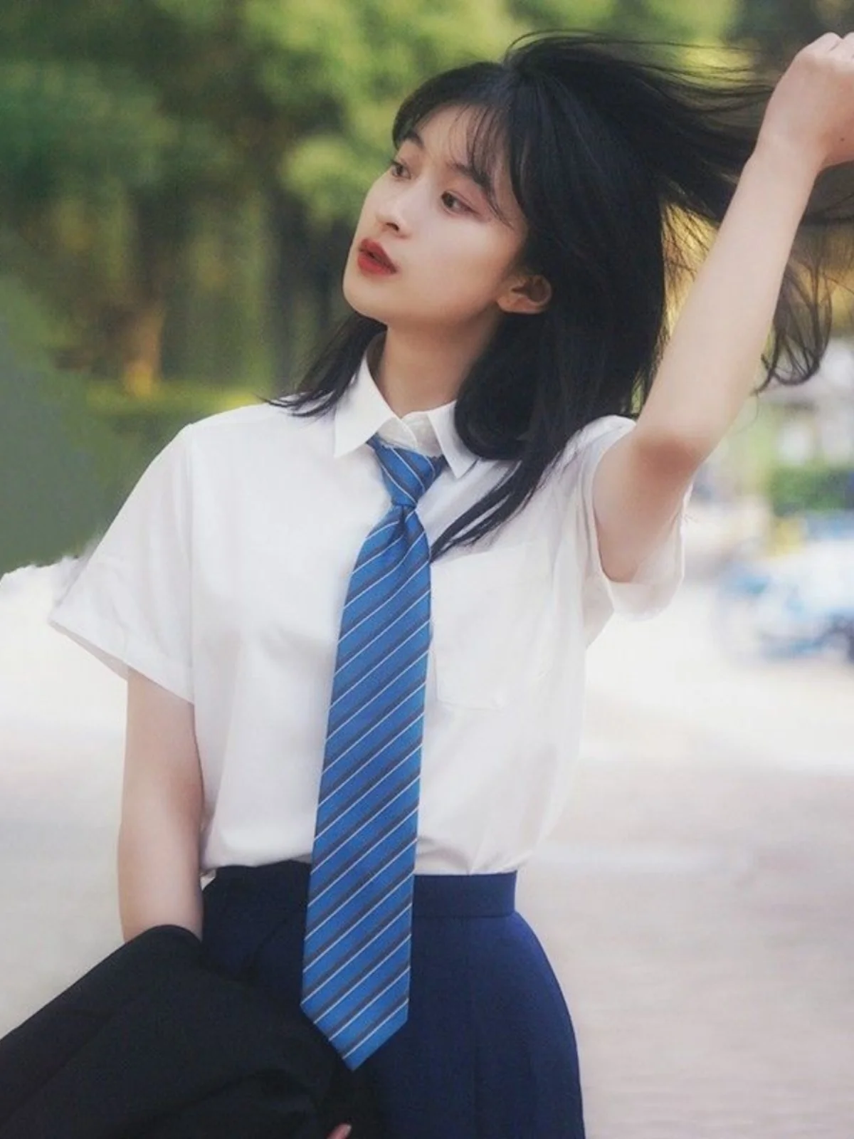 

Summer JK Uniform White Shirt Women's Loose Long Sleeve Graduation Season School Uniform Short Sleeve Versatile Style Shirt