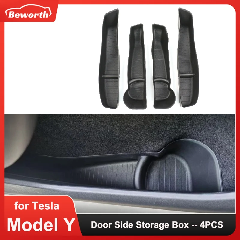 Per Tesla Model Y 2024 Car Door Side Storage Box porta bracciolo scatola di immagazzinaggio TPE anteriore porta posteriore bracciolo Organizer