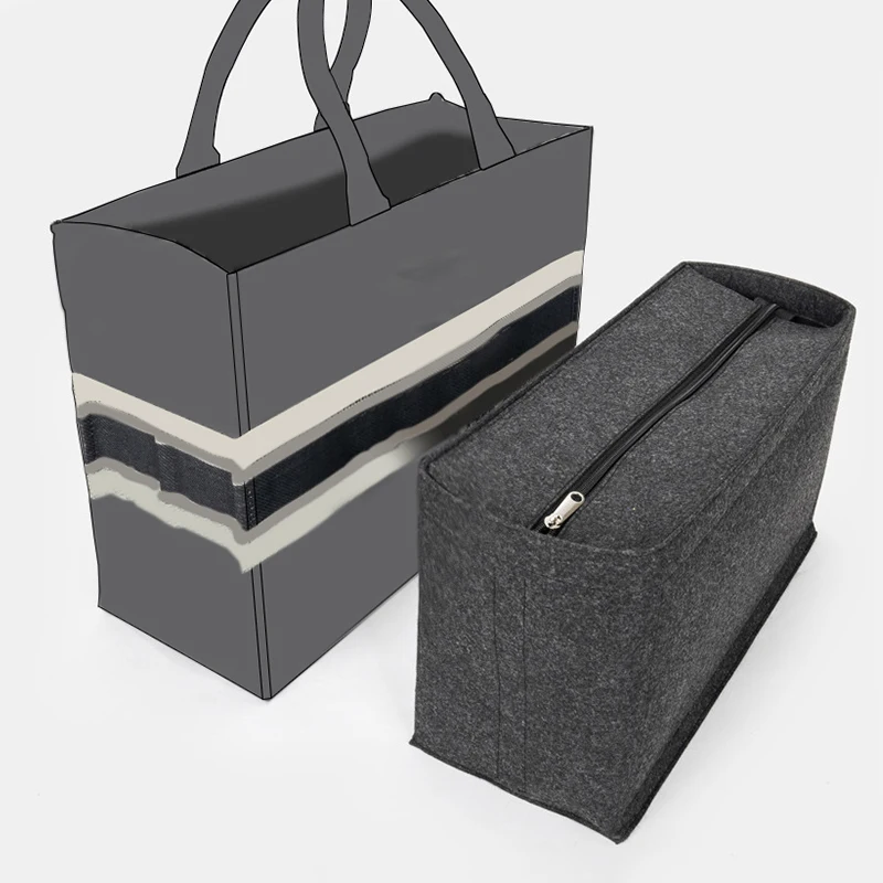 Felt Cloth Storage Bag Fit For BOOK TOTE Bag organizer insert Large Capacity With Cover Travel Insert Liner Bag Cosmetic Box Bag