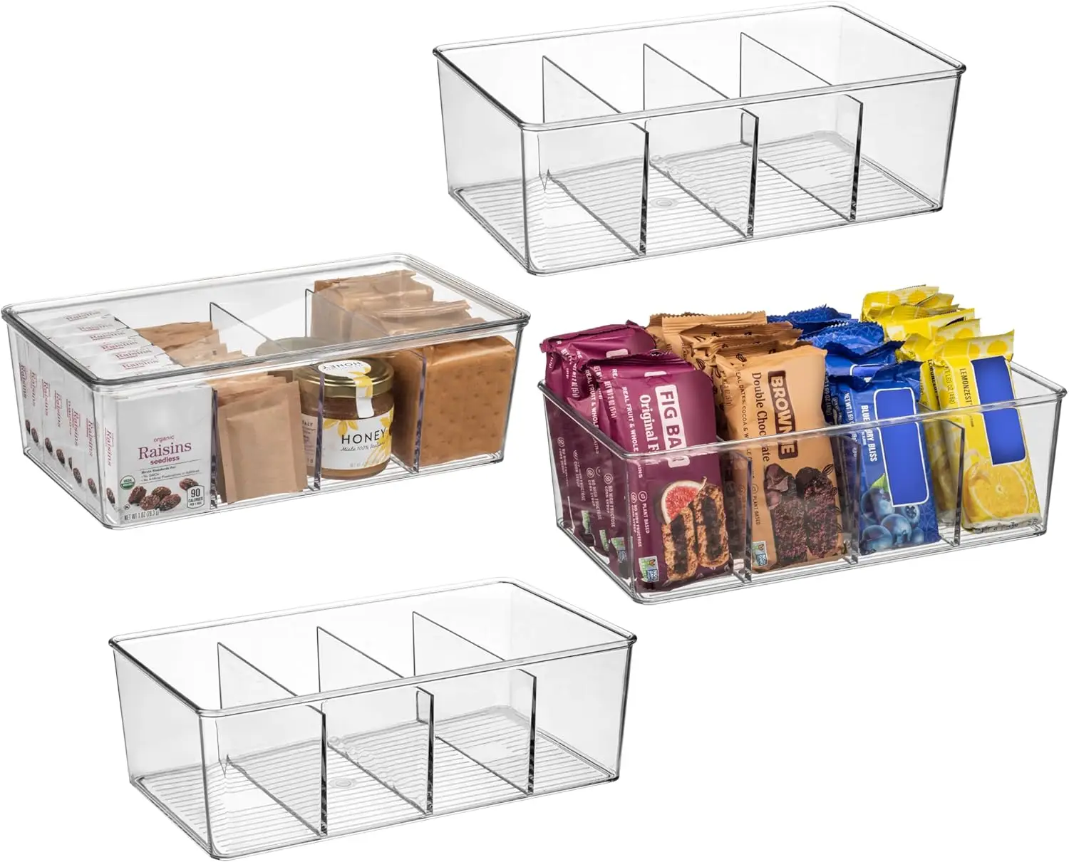 Organization And Storage Bins With Removable Dividers & Lids – Perfect Pantry Organizers Or Kitchen Organizati