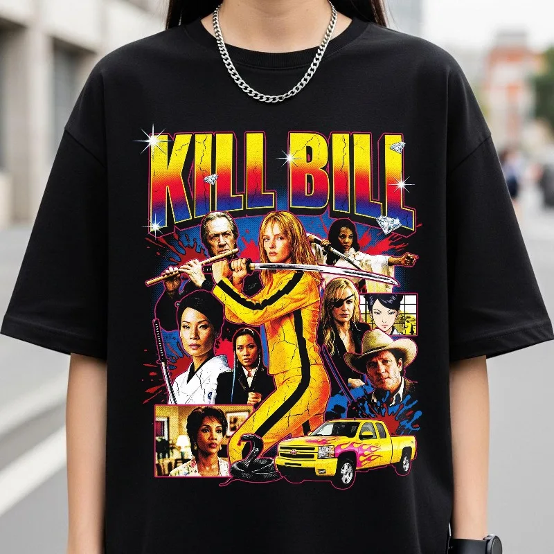 Kill Bill T-shirt - Quentin Tarantino Retro Movie T-shirt Women's T-shirt Summer New Retro Unisex Cotton Casual Fashion T-shirt