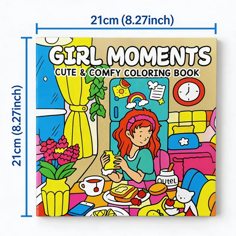 24 Page Fun Coloring Brochure, Students' DIY Home Fun Choice, Girls' Warm Moments, Hand Drawn Art Drawing Book