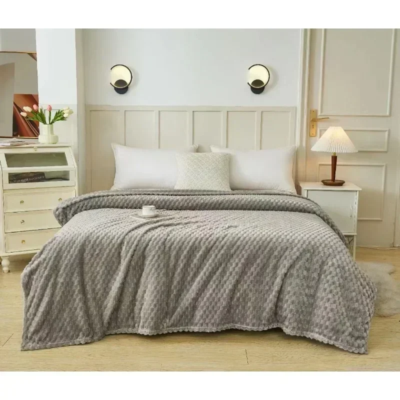 Zimowe koce w kratę do łóżek Luksusowa ciepła sofa Blnket Puszyste koce Queen King Size Pościel Imitacja futra Narzuta na sofę — zdjęcie 6
