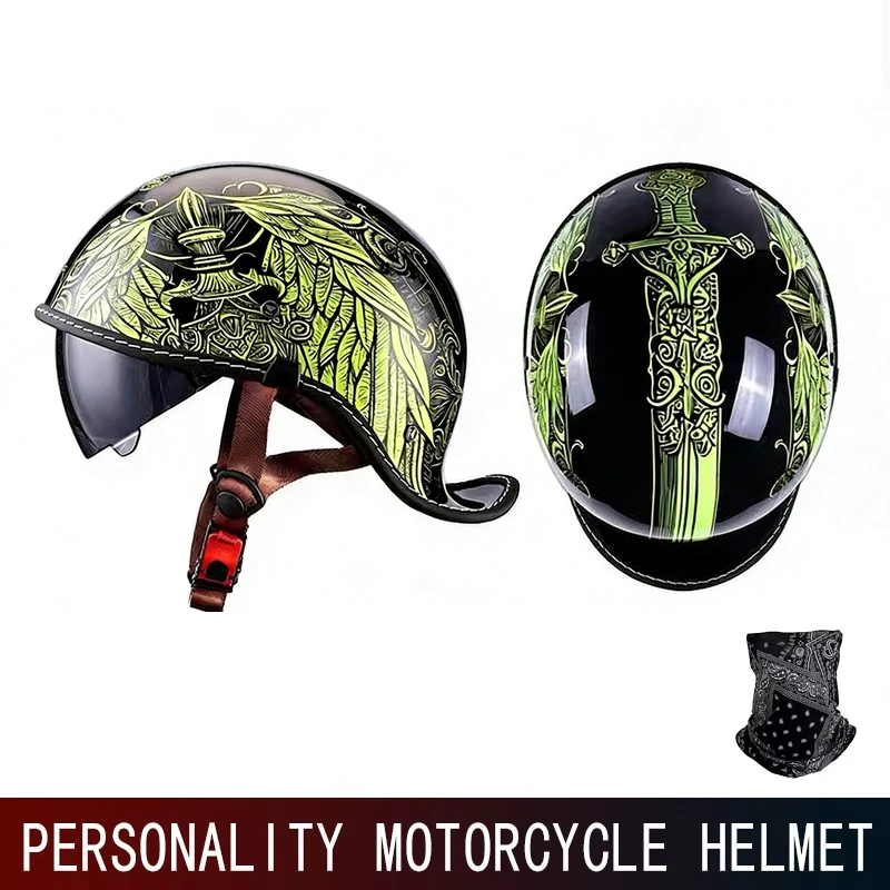 

DOT motorcycle retro helmet scoop helmet for men and women summer half helmet cruise motorcycle tilt helmet commuter personality