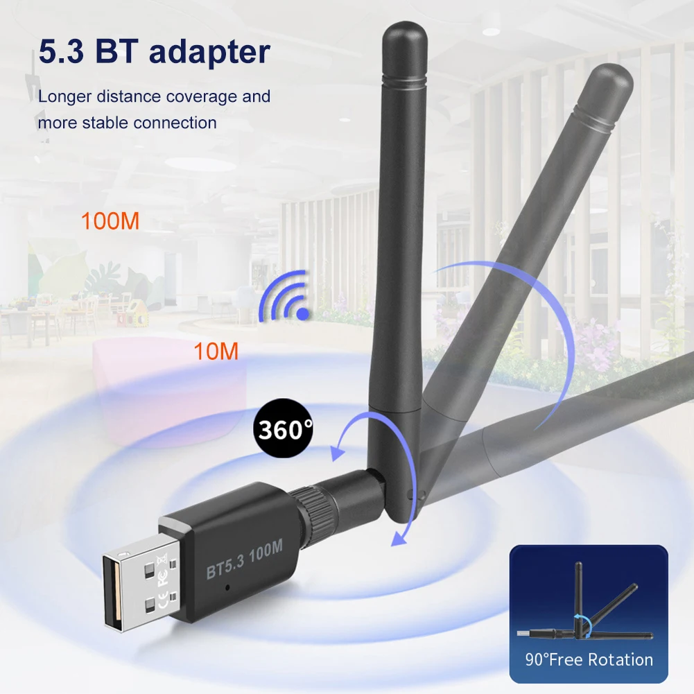 Wireless Adapter for Windows 7/win8.1/win10/11 for PC Computer 100M Long Range USB Adapter Dongle Bluetooth-compatible 5.3