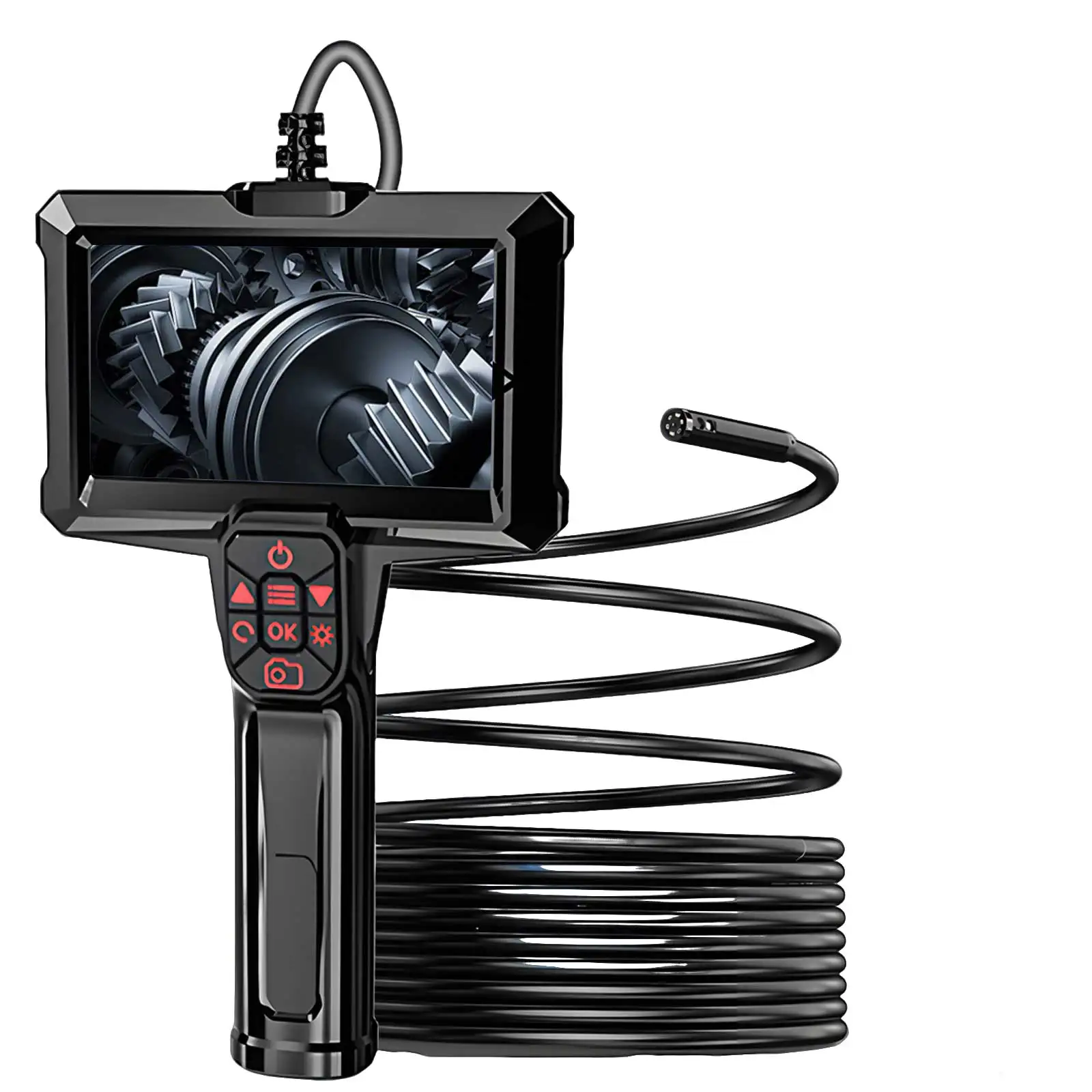 AOERWEI 4,3-Zoll-LCD-Doppelendoskopkamera HD 1080P IP67 Wasserdichte Boreskopkamera mit LED-Leuchten für Abwasserrohre, HVAC, Auto